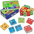 Zest 4 Toyz Face Changing Emoji Cube for Kids Matching Block Puzzle Expression Toy Educational Learning Activity Family Board Game with Cards for 3+ Years Boys & Girls (Pack of 72 Pieces)