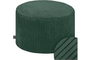 Domarex Moderner runder Pouf Ø 45 cm Höhe 25 cm - Sitzhocker & Fußhocker - Bequemer Polsterhocker mit Styroporfüllung - rutschfestem Boden & abnehmbarem Bezug - handgefertigt in Polen - Grün