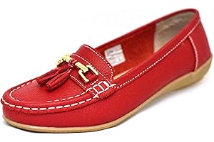 JO & JOE Femme Cuir Plat Mocassin Femmes Décontracté Confortable Cuissard Talon Bas Compensé Chaussures Travail