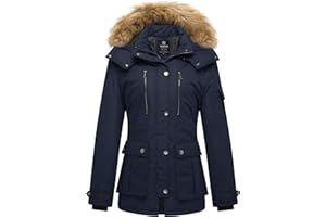Wantdo Women's Winter Faux Fur Hood Coat Warm Outdoor Windproof Jacket