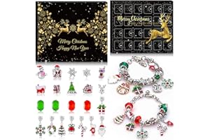 TDTOD Calendario Adviento Niñas 2024 Pulsera, Charm Regalo de Navida, 24 Días Cuenta Regresiva Advent Calendar Juego de Regalo Para con 22 Perlas de Bricolaje y 2 Pulseras Kit Abalorios para hacer Pulseras