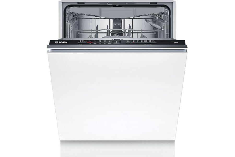 Bosch SMV2HVX02E Series 2 Fully Concealed Smart Dishwasher, Customisable Baskets, Third Cutlery Basket, Floor Operation Indicator, EcoSilence Drive Motor, 60 cm