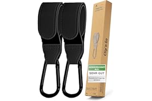 ADRIANO PORCARO® I Kinderwagen Haken für Taschen [2er-Pack] I Haken Kinderwagen I Perfekt für Wickelstasche und Laufrad Halterung Kinderwagen I Belastbar bis 40kg - Karabiner Kinderwagen (Schwarz)