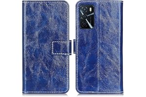 UNICHTHY For Oppo A16 / A16S / A54S Case Flip Shockproof Wallet Case Bright PU Leather with Stand Magnetic Money Pouch Folio Silicone Bumper Gel Protective Phone Cover for Oppo A16 / A16S / A54S Blue