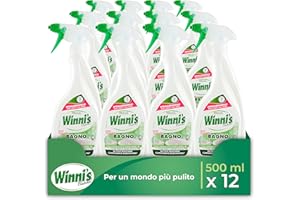 Winni's - Detergente Spray Bagno Ipoallergenico Igienizzante, Adatto alle Pelli più Sensibili, Azione Pulente e Detergente Senza Risciacquo, 500 ml x 12 Confezioni