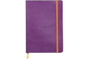 RHODIA 117460C - Cuaderno suave púrpura - A5 - Punto punteado - 160 páginas - Papel Clairefontaine marfil 90 g/m² - Marcador, cierre elástico - Cubierta de piel sintética - Colección Rhodiarama