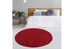 BORING PANDA Living Room Rug - Cosy, Soft and Easy-to-Clean Area Rugs for Bedrooms and Kitchens, (Red, 120 cm Round)