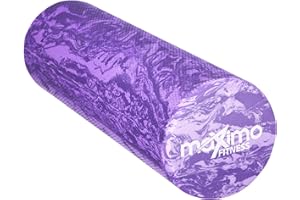 Maximo Fitness wałek piankowy – wałki do ćwiczeń do masażu punktów spustowych, do samodzielnego masażu i napięcia mięśni – 15 cm x 45 cm masażer do pleców, nóg, ćwiczeń, ćwiczeń na siłowni, pilatesu i jogi – fioletowy/biały