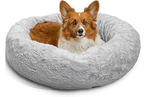 Best Friends by Sheri The Original Calming Donut Cat and Dog Bed in Lux Fur Gray, Medium 30x30"