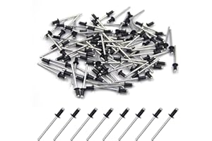BESTYCHAO 100 Stück 3.2 x 6mm Aluminium-Blindnieten, Pop-Nieten mit offenem Ende, Packung mit 100 (Schwarz)