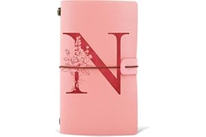 HSDSH Diario in Pelle PU iniziale, Taccuino Diario di Viaggio, Rosa Quaderno Scrittura Appunti Agenda, Compleanno Natale Regalo per Donna Ragazze Amica Studenti Sorella Collega Maestre Rosa(N)