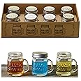 Hayley Cherie - Mason Jar Shot Glasses with Lids (Set of 8) - Mini Mason Shooter Glass with Handles - 2 Ounces