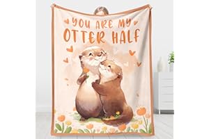 Giftasy Regalo Anniversario per Lei - Lontra Coppia Coperta 157 * 132cm, Regalo Fidanzata Compleanno, Regalo Anniversario Matrimonio, Regali San Valentino, Regalo per Fidanzata Moglie (Arancione)