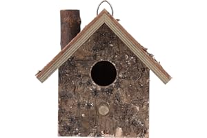 TISSTING Nido para Pájaros, Casita para Pájaros de Madera Natural, Casa de Pájaro Colgante con Entrada Y Salida, Caja Nido para Gorriones, Herrerillo Azul