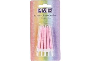 PME CA024 Rosa Glitzerkerzen, Sortiment, 10-teilig, Kunststoff, Pink, 0.5 x 0.5 x 6.2 cm