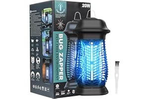 Oziral Elektryczna lampa owadobójcza, 20 W, 4000 V, lampa na komary, lampa UV, bez toksycznych substancji chemicznych, z hakiem do zawieszania, do użytku wewnątrz i na zewnątrz