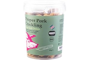 SCT SAVOURY CRUNCHY TREATS & SWEET CANDY TREATS Proper Pork Crackling - 100g Pot – Available in Multiple Flavours - Keto-friendly, Allergen-Free, Low Carb & High Protein, Handmade in Britain (Sage & Onion)