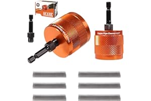SWTHM Copper Pipe Cleaner Set, 1/2” & 3/4” Metal Drill Tube Cleaning Brush with 1/4” Hexagonal Shank Additional 6PCS Replacement Brush Head(15mm & 22mm)