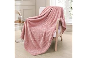 ‎EXCLUSIVO MEZCLA Exclusivo Mezcla Decke Kuscheldecke Flauschig Fleecedecke Wohndecke mit Waffelmuster, Leichte, Weiche und Warme Sofadecke Bettüberwurf, 130x170 cm Rosa