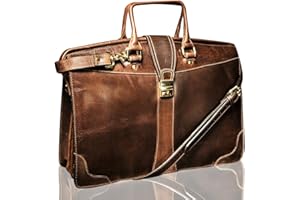 KALATING Leather Mens Womens Briefcase Messenger Laptop Bag Shoulder Vintage Up to 15 inch Laptop Brown