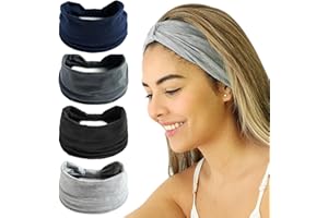 Overcare Lot 4 Bandeau Cheveux Femme Large & Turban Femme - Idéal Yoga, Bandeau Maquillage, Bandeau Sport & Bandeau Bebe Fille. Accessoire Cheveux parfait pour Foulard Cheveux & Serre Tête Femme (B)