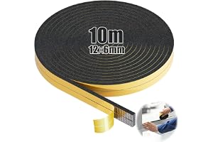 SWTYExt skumgummi självhäftande 12 mm (B) x 6 mm (D) tätningstejp 10 m