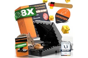 CS LIGHT Fairfield Mausefalle [8er Set] – Tierschutzgerechte Profi Mausefalle Schlagfalle + giftfreies Anlockmittel - Sofort startklar & Wiederverwendbare Mäusefalle - für Haus & Garten