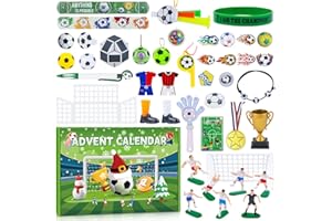 MOIUGULI Football Advent Calendar 2025 Kids, 24 Days Christmas Countdown Boys Girls Advent Calendar 2025, Football Gifts with Handslap Medal Whistle for Football Fans