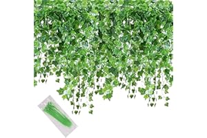 MerryNine 24Pcs 168Ft Artificial Ivy Greenery, Hanging Vines Garland Fake Green Baskets Leaves Plants Fake Foliage Flowers for Home Kitchen Garden Office Wedding Wall Party Decoration