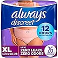 Always Discreet Adult Incontinence & Postpartum Underwear for Women, Classic Cut, Size Extra-Large, Maximum Absorbency, Disposable, 26 Count