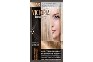 Victoria Beauty Keratin Therapy Hair Colour Shampoo – Temporary Hair Dye, Lasts 4 – 8 washes, Ammonia and Oxidant-Free, Pack of 6x40 ml (Platinum Blonde)