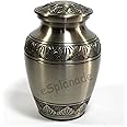 eSplanade Brass Cremation Urn Keepsake Memorial Human Ashes Container Jar Pot | Burial Funeral Urns | Silver- 6" Inches (Medium Size)