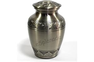 eSplanade Urne de crémation en Laiton Urnes commémoratives Urnes conteneur Pot Pot | Urnes en Laiton | Urne en métal | Urne funéraire | Urne commémorative (Argent)