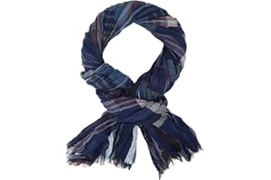 Ella Jonte schöner weicher Herrenschal Casual-Style blau beerenfarben gestreift Viskose