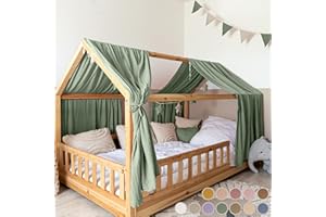 ‎LILIMAUS lilimaus Hausbett Himmel [in 12 Farben] Betthimmel Hausbett aus 100% Baumwolle Musselin - Stoffhimmel für Hausbett Deko Mädchen & Jungen - Himmel für Hausbett Kinder - Bett Vorhang Kinderbett