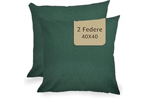 GENERICO Federe Cuscini Divano 40 x 40 - Copricuscini 40x40 - Federa per Cuscino Divano e Camera da Letto - Federe per Cuscini Decorative 2 pezzi Verde Scuro