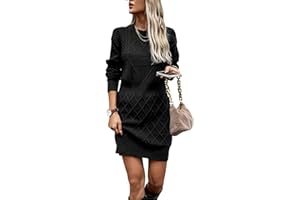 Theenkoln Strickkleid Damen Elegant Pulloverkleid Langarm Winterkleid Casual Strickpullover Kleid Pullikleid Sweater Minikleid