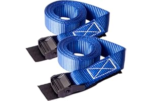 TOONGEEN Tie Down Straps with Strong Buckle, 2 Pcs Heavy Duty Ratchet Luggage Straps Sets, Enlarge 3.8cm x 2 m Tensioning Belts Roof Rack Lashing Straps for Car Vans Motorcycle Bike Cargo (Blue)