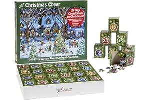 Christmas Cheer Jigsaw Puzzle Advent Calendar 1000 Pieces by Vermont Christmas Company - 24 Puzzle Sections to Complete - Count Down to Christmas Each Day in December