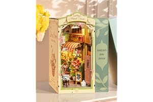 Rolife Book Nook Kit für Erwachsene DIY Miniature House mit Licht für Buchstütze Bibliothek Bücherregal Dekoration Floral Corner 3D Puzzle Buchstützen aus Holz Erwachsene Booknook