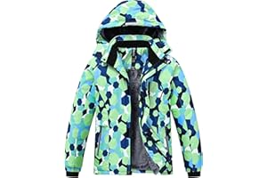MoFiz Veste de Ski Garçon Hiver Chaud Manteau de Neige Imperméable de Montagne en Polaire Coupe-Vent Enfants Blouson avec Capuche Amovible 6-16 Ans