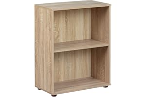 ‎INTER LINK Inter Link - Bücherregal - Standregal - 2 Fächer - Höhenverstellbare Böden - Holzregal - Wohnzimmer - Arbeitszimmer - Parini 1 - Eichenfinisch