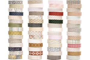 Songdao 60 rollos Valor Washi Tape Set, Artes Retro Cinta Adhesivo Decorativo Patrones básicos Masking Tapes para Artes, Bullet Journal, Scrapbooking, Bricolaje (Basic Geometry)