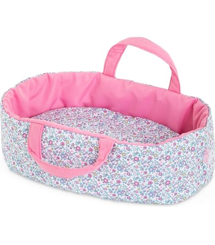 Capazo De Palma Y Flores Para Muñecas Antonio Juan - Cuna De Mimbre Con Estampado Vichy, Ideal Para Muñecas De Hasta 42 Cm, Accesorio De Paseo Y Juego