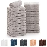 Todocama - Set of 24 Hand Towels (30x30 cm) 100% Soft and Absorbent Cotton, 550 gsm Premium, (Light Grey)