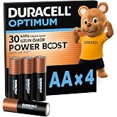 DURACELL Optimum AA Alkalin Pil (4'l&uuml; Paket) 1.5V, LR06 | 30 Kata Kadar Daha Uzun &Ouml;m&uuml;r - Y&uuml;ksek Enerji T&uuml;keten Cihazlar İ&ccedil;in 