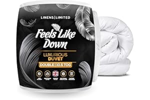 Linens Limited Double Duvet 10.5 Tog, Made in the UK, Feels Like Down, Luxurious Quilt, Soft and Comfy, Ultra-Fine Siliconised Hollowfibre, Machine Washable (White)