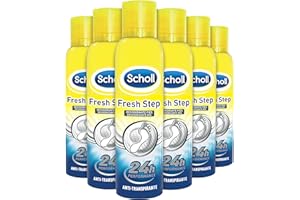 Scholl Spray Fresh Step Déodorant Pieds Lot de 6 - Neutralise Odeurs et Humidité - Formule Purifiante Anti-Transpirante - Rafraîchit et Protège Pieds 24h - Parfum Léger pour Confort Durable - 6x150ml