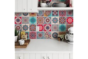 RE-COVERTILES - Adesivi per Piastrelle Bagno e Cucina 24 Pz 10x10 cm - PS00188 Decorazione murale in PVC Impermeabile mattonelle Mosaico Stile cementine Azulejos