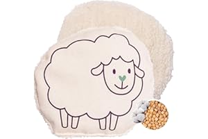 ‎HERBALIND Herbalind Schaf Waschbares Kirschkernkissen für Kinder und Babys - 100% Baumwolle Plüsch Wärmekissen, Wärmekuscheltier Flauschiges wärmendes Stofftier 19x19 cm als Wärmflasche mit Kirschkernen